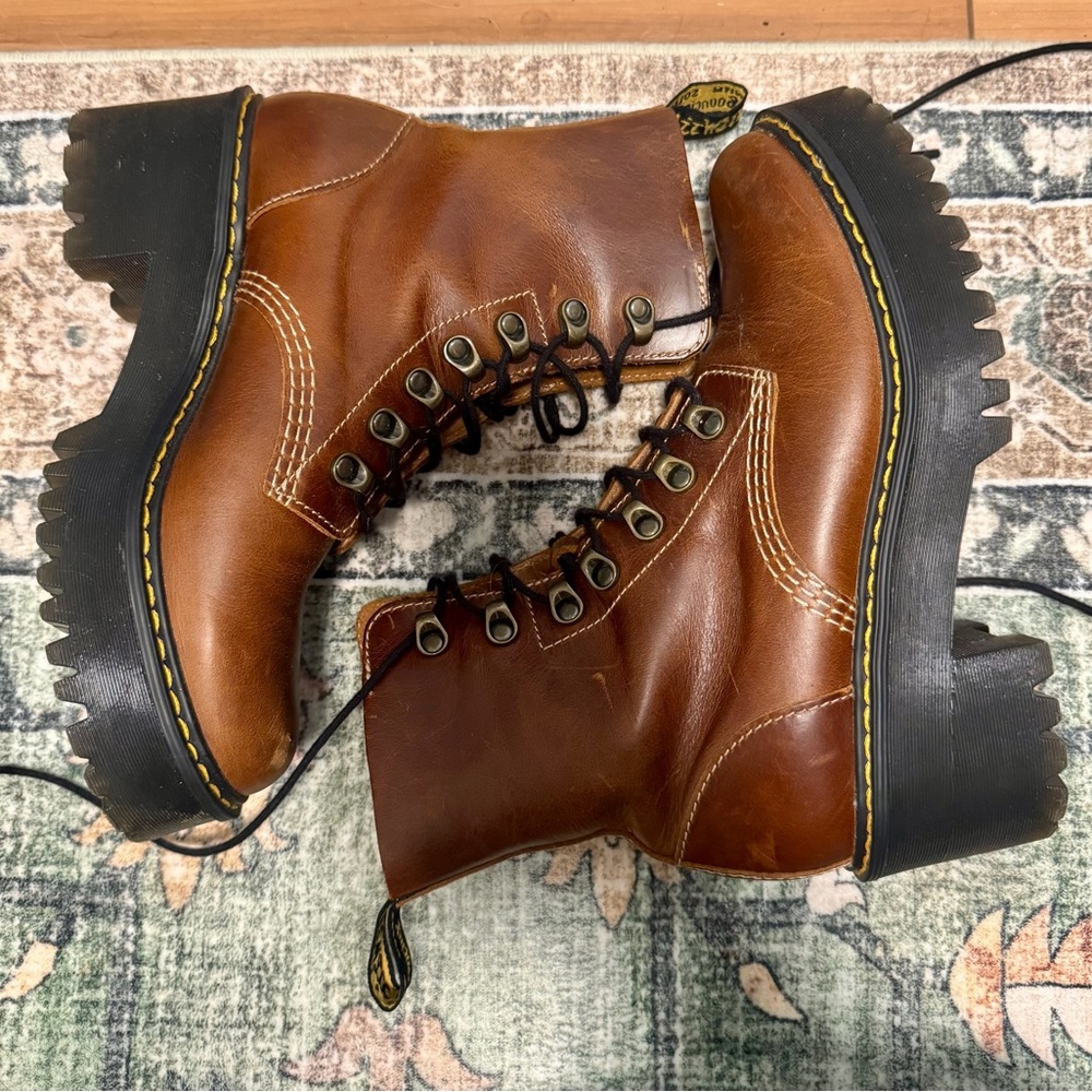 Dr. Martens Brown Leather Lug Sole Combat Boots